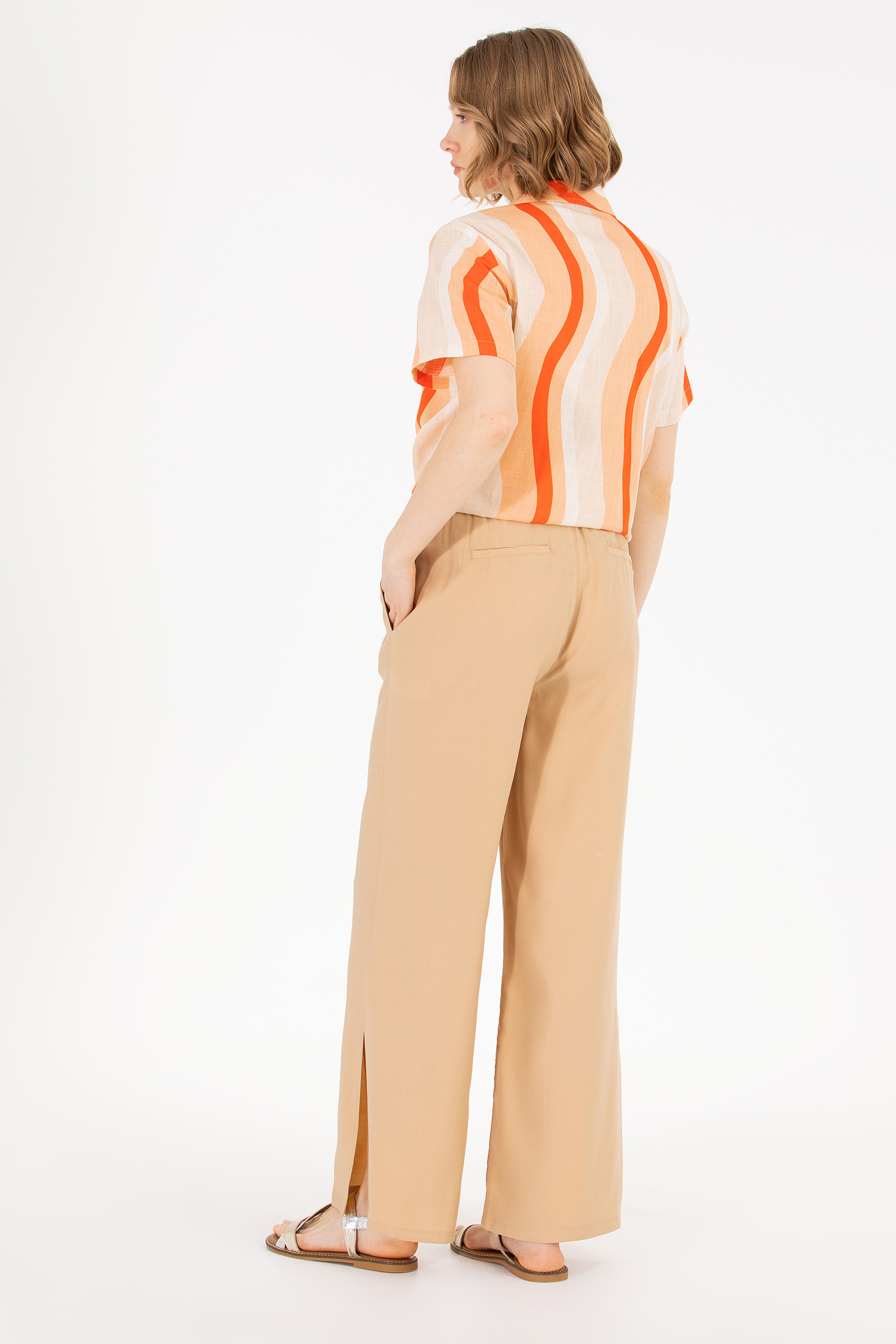 Kadın Camel Loose Relax Fit Pantolon
