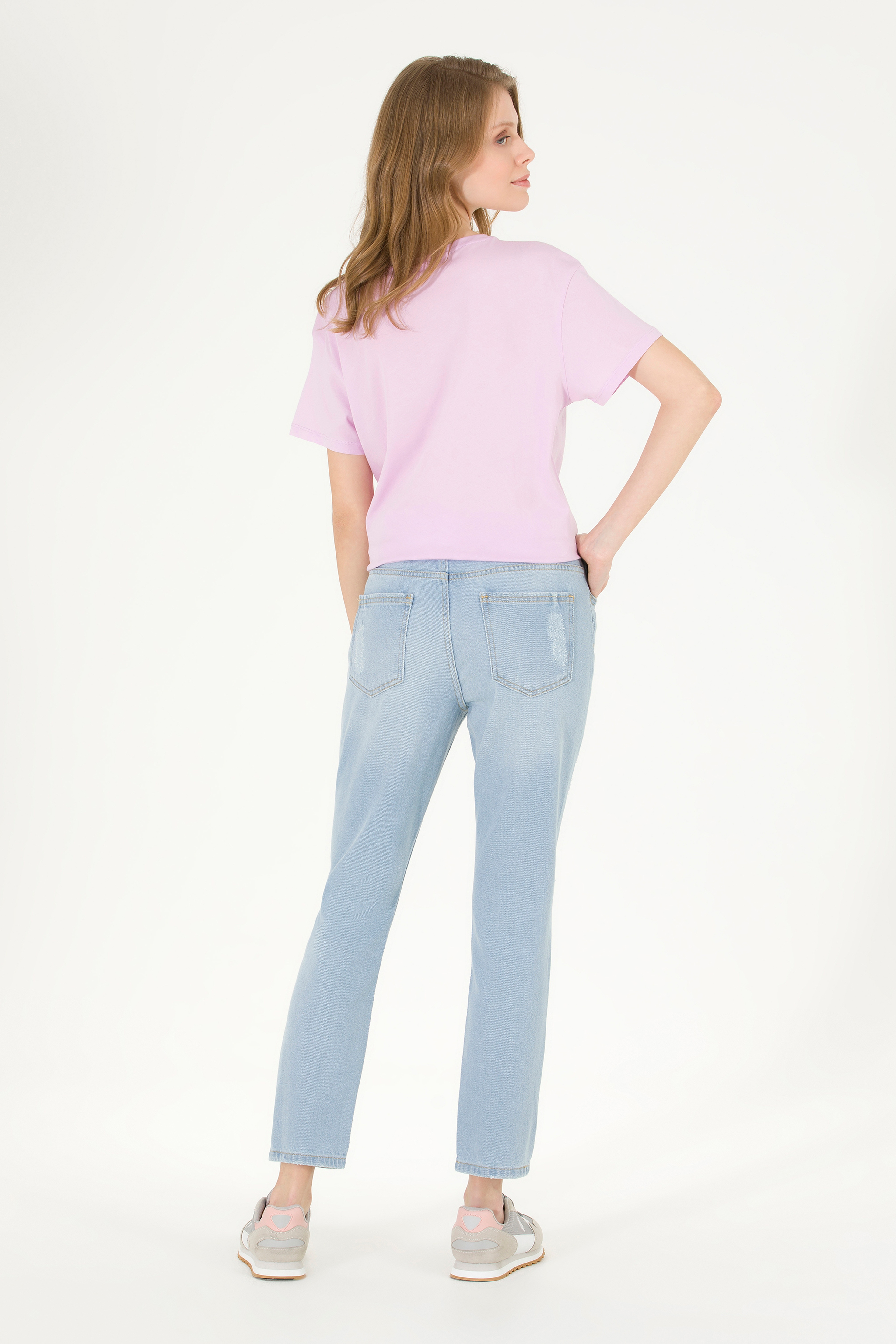 Kadın Açık Mavi Boy Friend Fit Jean Pantolon