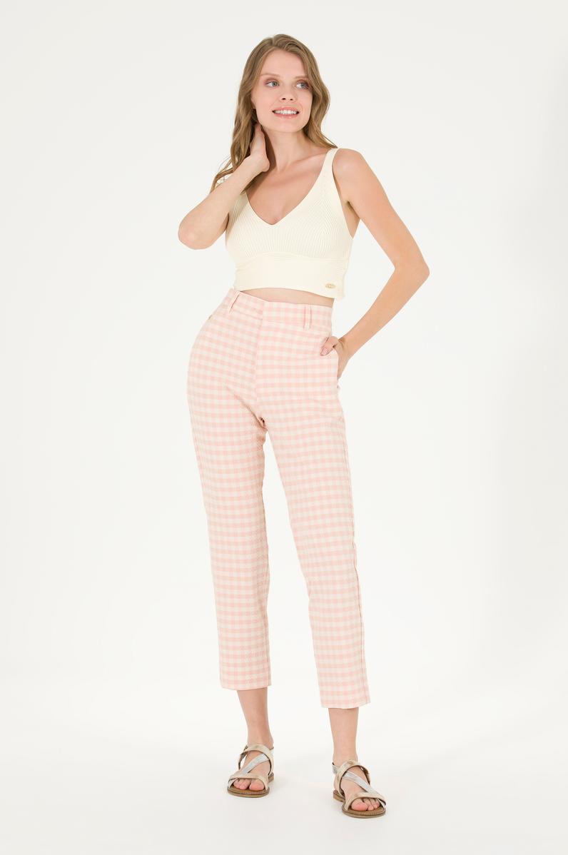 Kadın Pudra Carrot High Waist Fit Pantolon