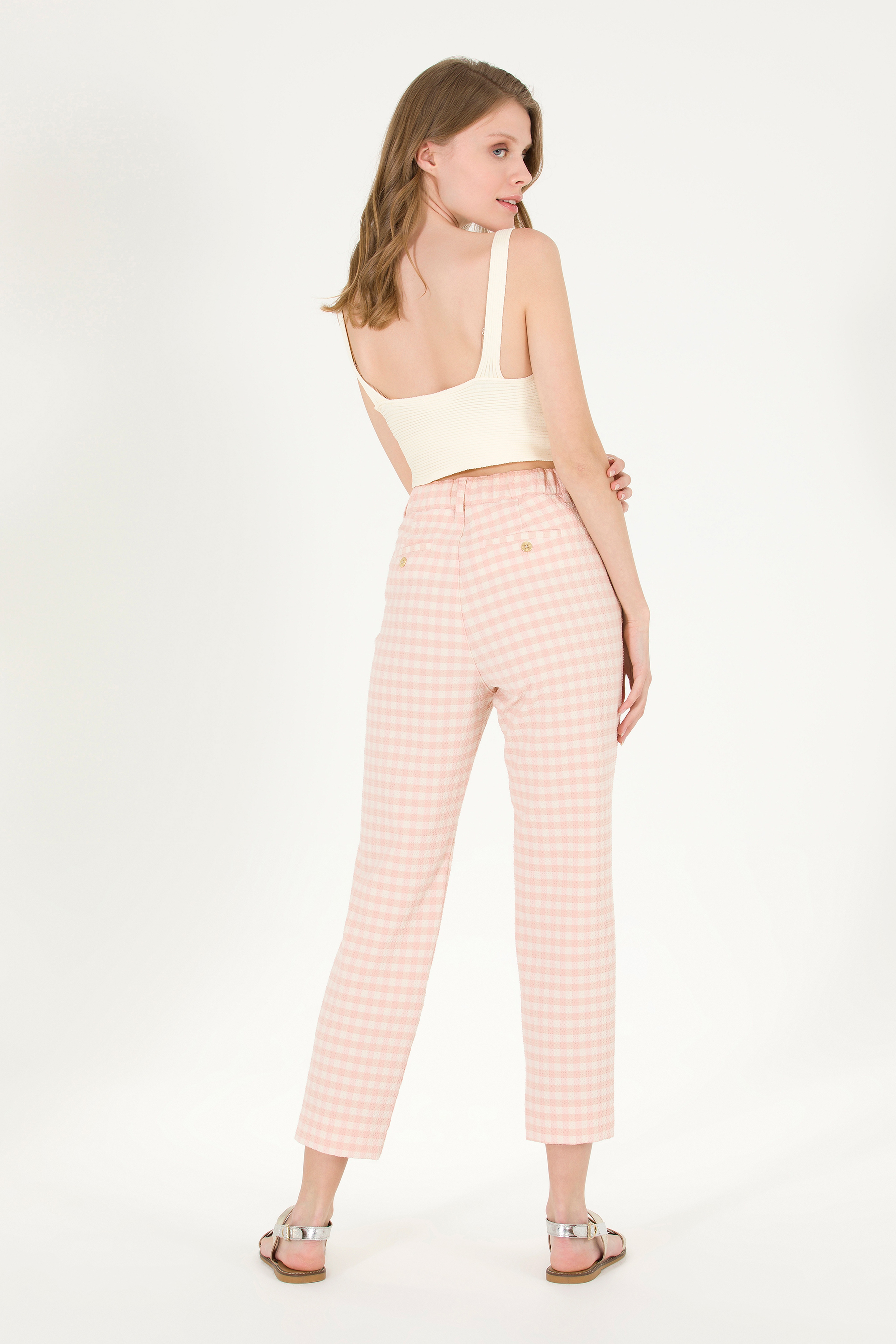 Kadın Pudra Carrot High Waist Fit Pantolon