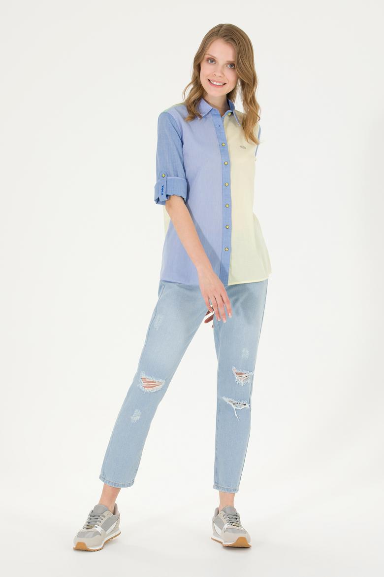 Kadın Neon Sarı Uzun Kollu Gömlek - 50264059003