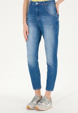 Kadın Mavi Mom High Waist Fit Jean Pantolon - 50266288003