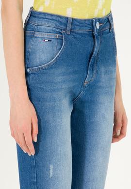 Kadın Mavi Mom High Waist Fit Jean Pantolon - 50266288003