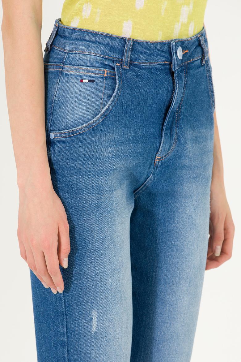 Kadın Mavi Mom High Waist Fit Jean Pantolon - 50266288003