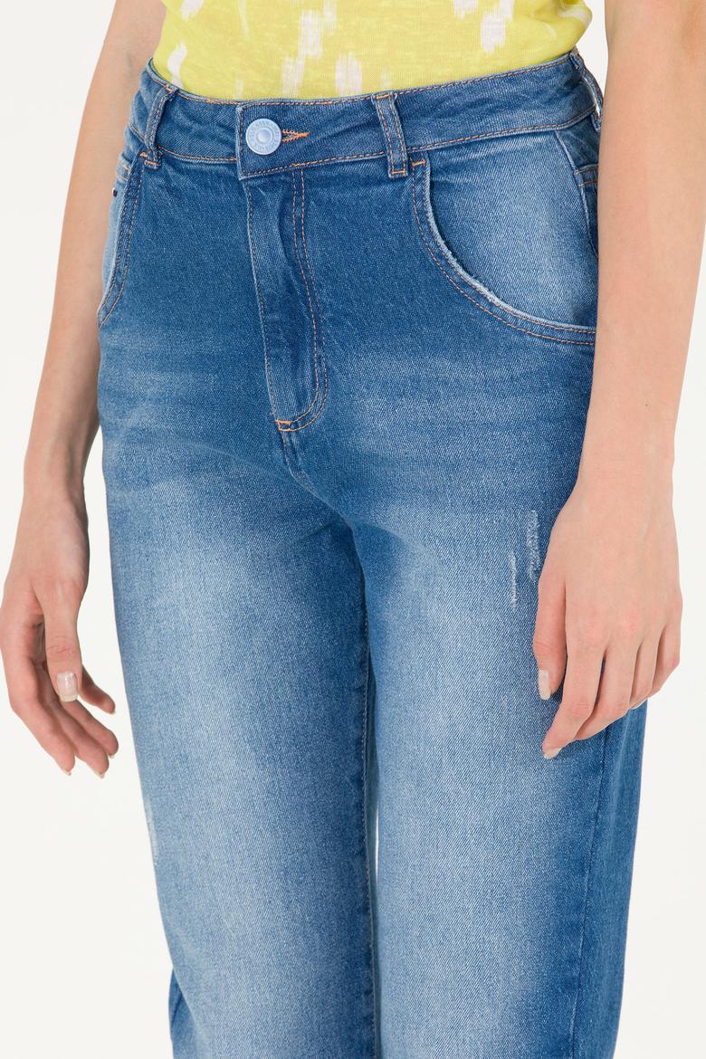 Kadın Mavi Mom High Waist Fit Jean Pantolon - 50266288003