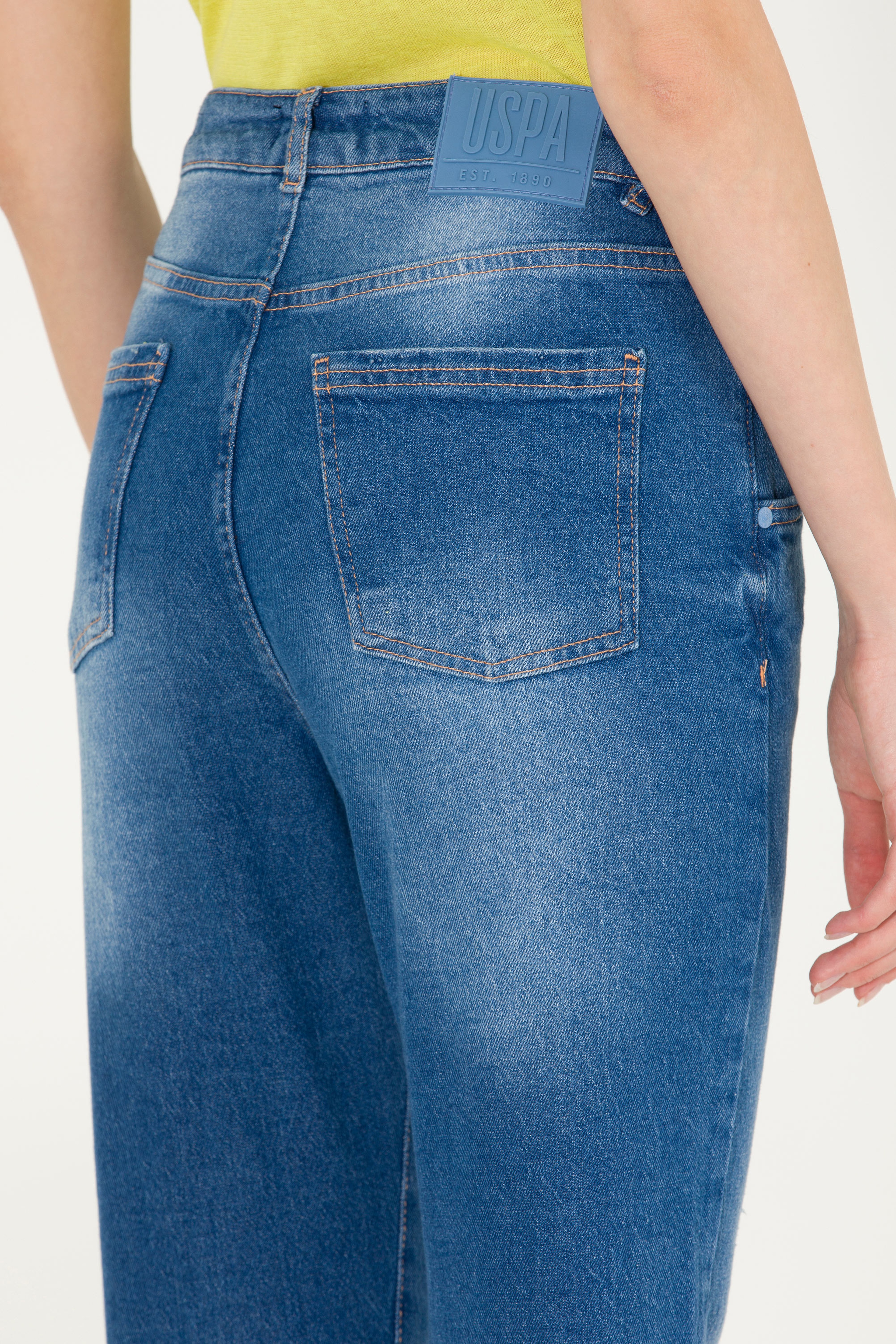 Kadın Mavi Mom High Waist Fit Jean Pantolon - Image 7