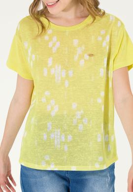 Kadın Neon Sarı Bisiklet Yaka Tişört - 50263590037