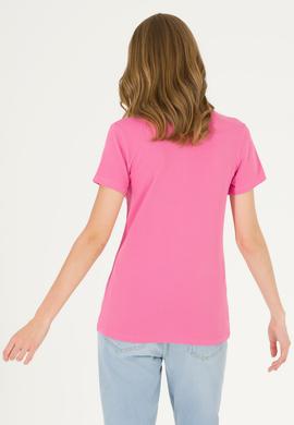 Kadın Pembe Polo Yaka Tişört - 50262939014