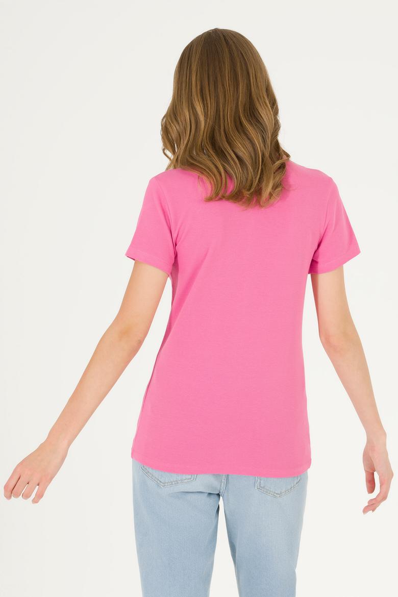 Kadın Pembe Polo Yaka Tişört - 50262939014