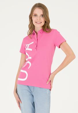 Kadın Pembe Polo Yaka Tişört - 50262939014