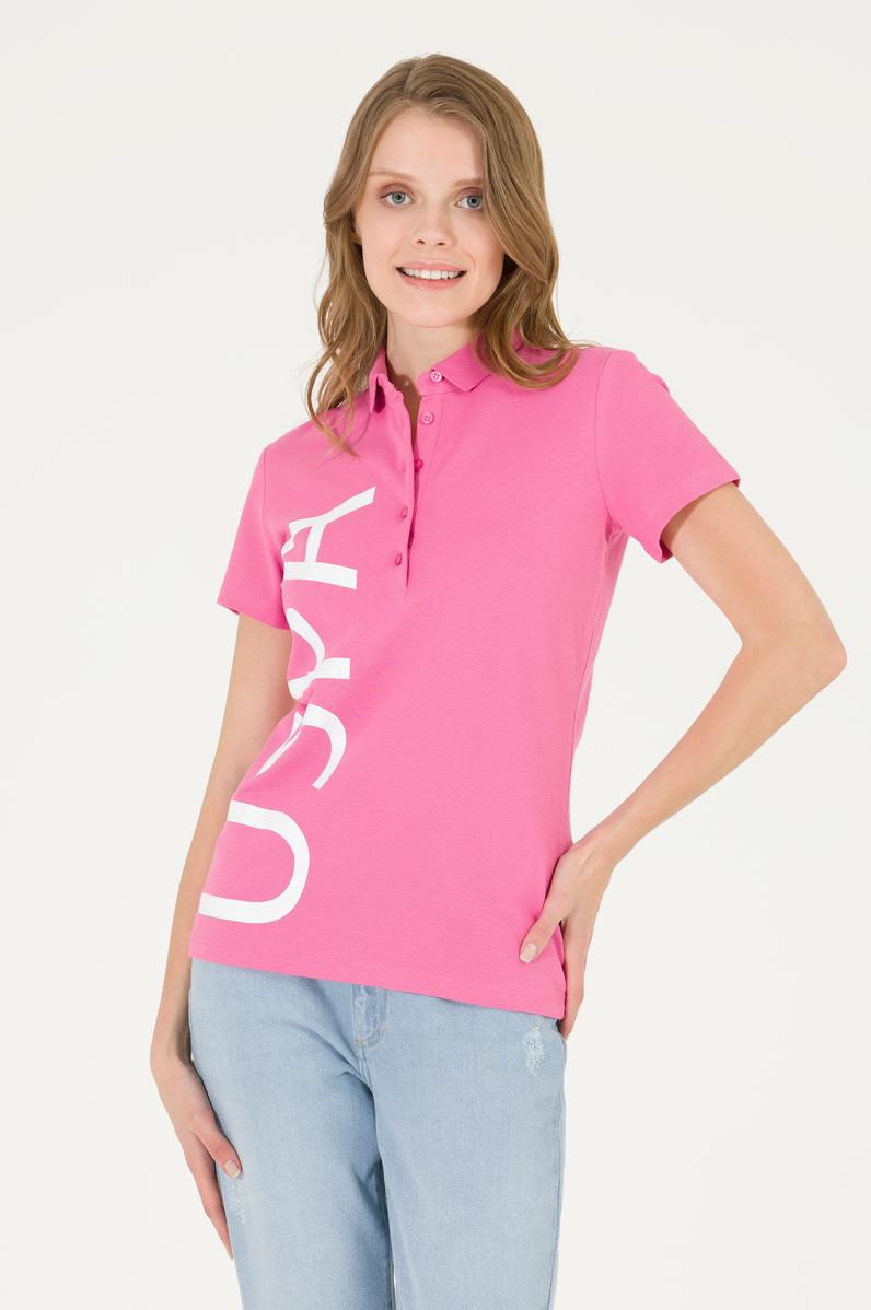Kadın Pembe Polo Yaka Tişört
