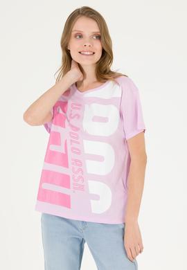 Kadın Manolya Bisiklet Yaka Tişört - 50262949006