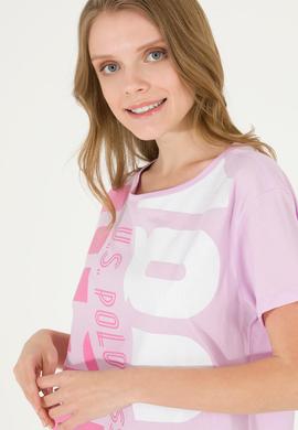 Kadın Manolya Bisiklet Yaka Tişört - 50262949006