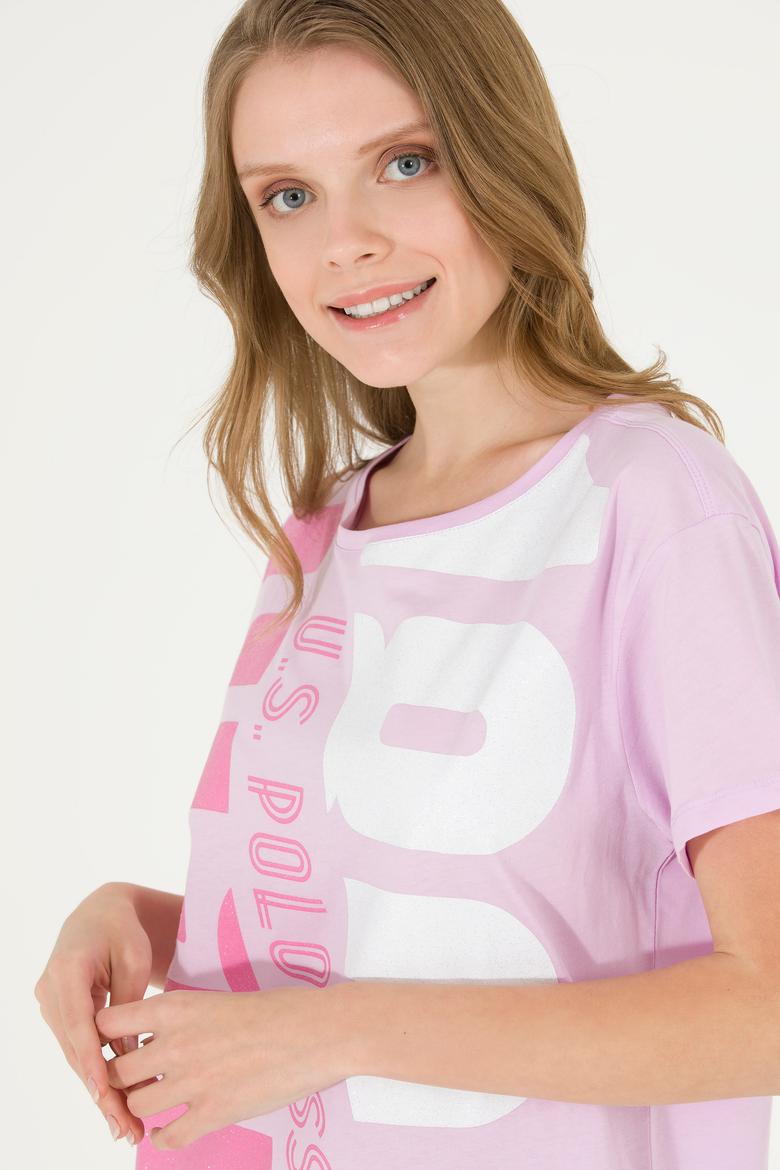 Kadın Manolya Bisiklet Yaka Tişört - 50262949006