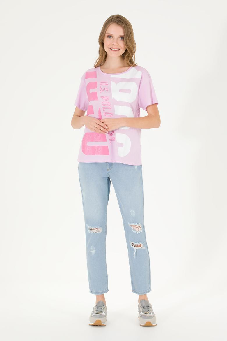 Kadın Manolya Bisiklet Yaka Tişört - 50262949006