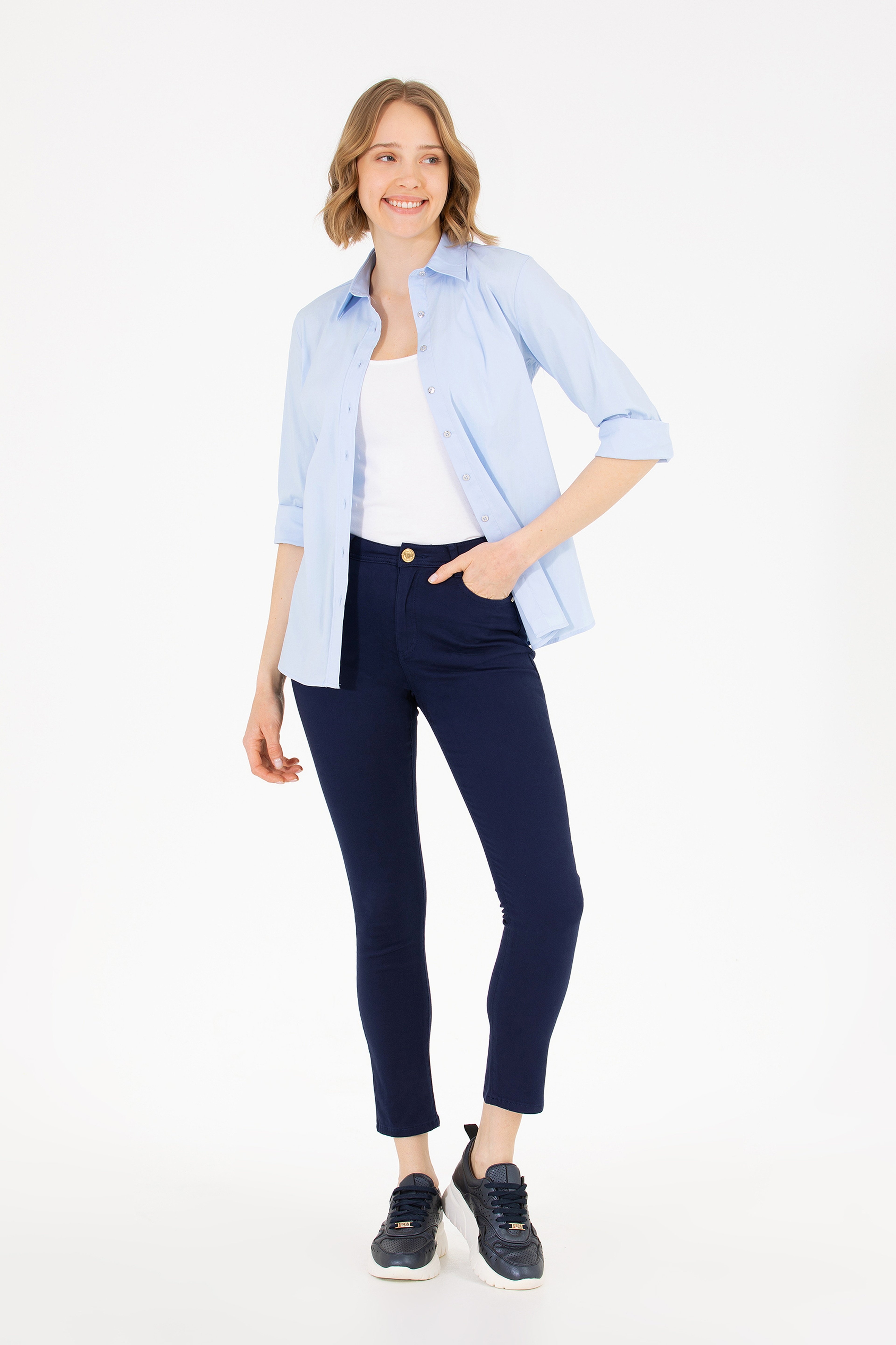 Kadın Lacivert Toothpick Fit Pantolon - Image 1