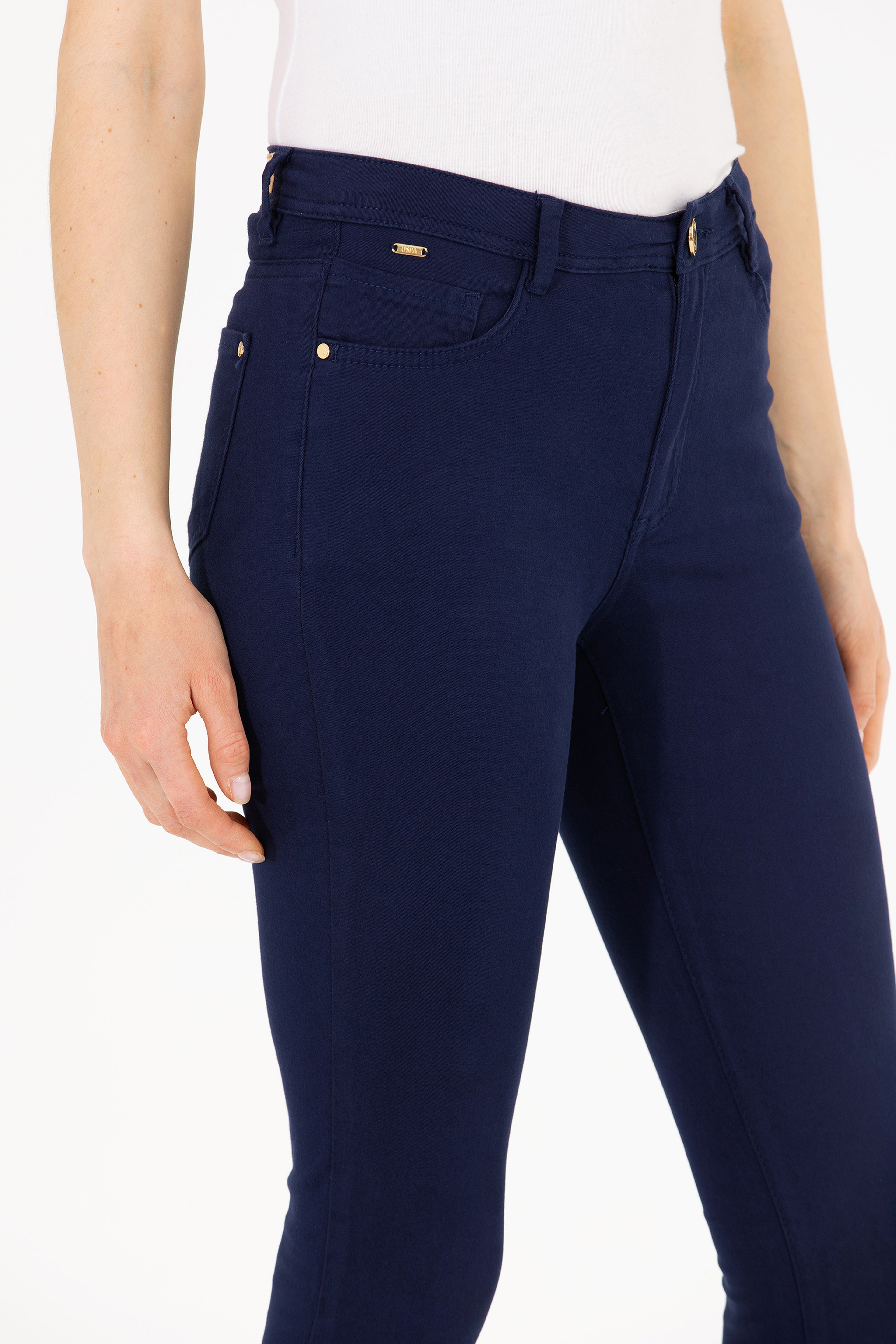 Kadın Lacivert Toothpick Fit Pantolon - Image 6