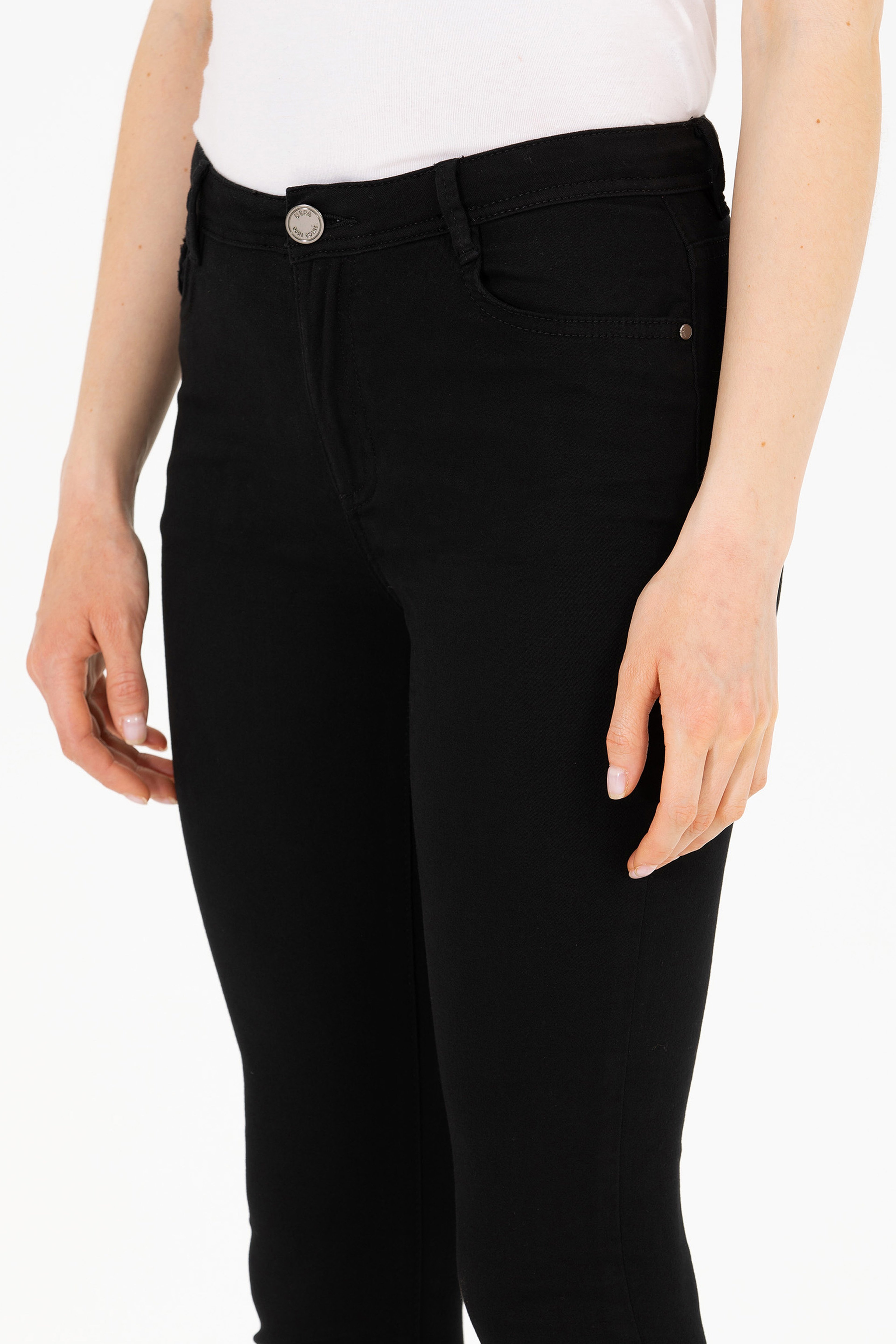 Kadın Siyah Toothpick Fit Pantolon - Image 6