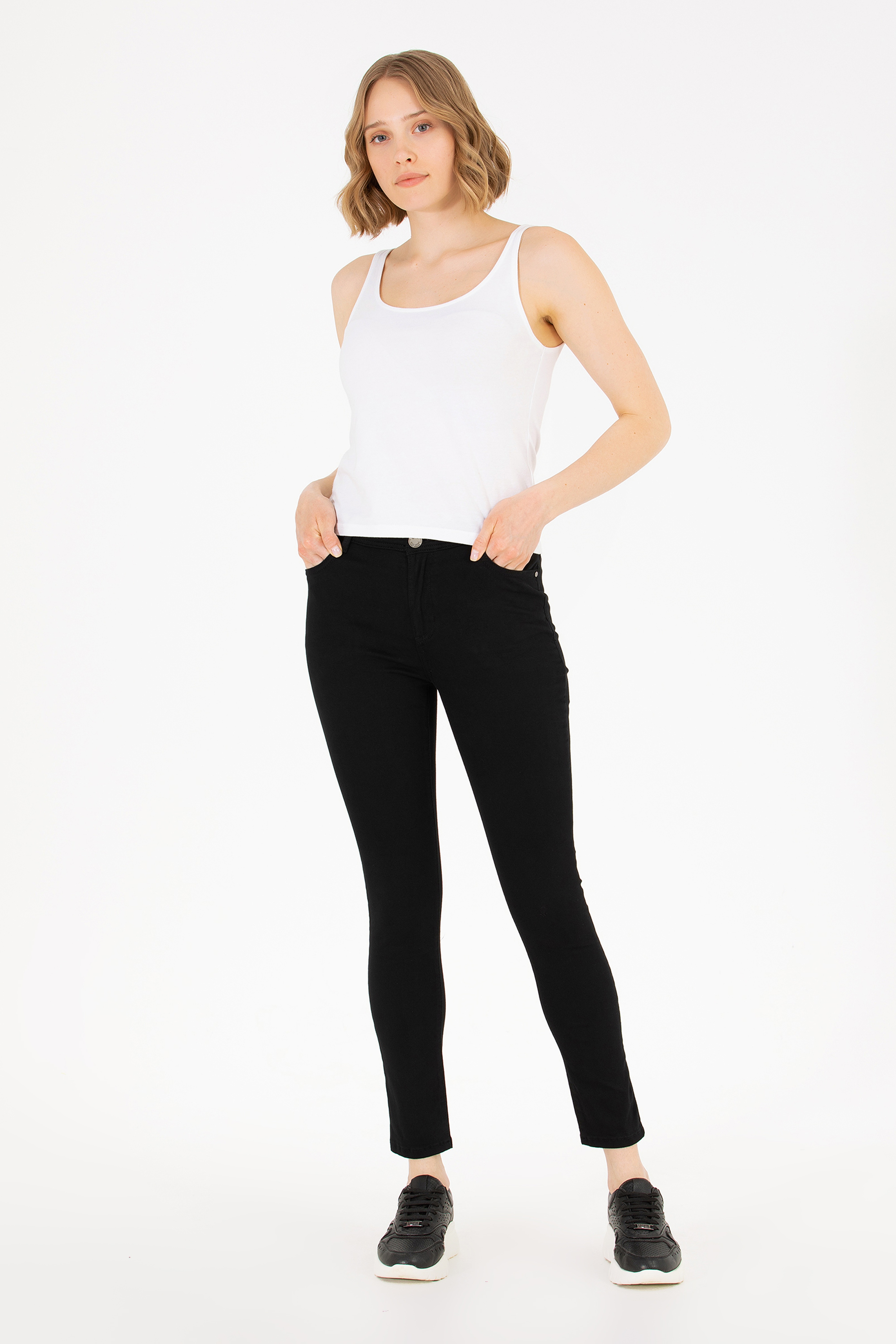 Kadın Siyah Toothpick Fit Pantolon - Image 1