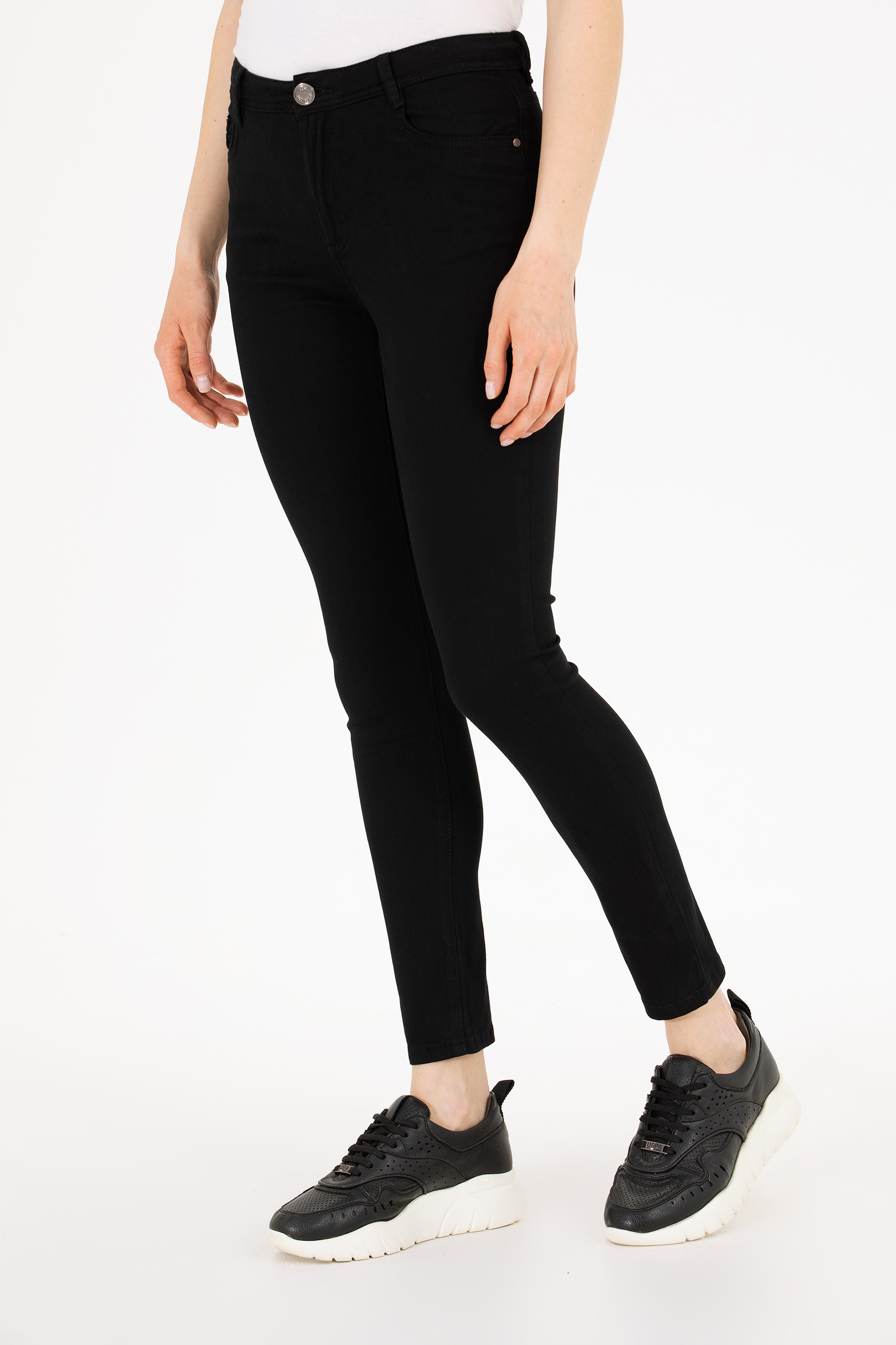 Kadın Siyah Toothpick Fit Pantolon - Image 2