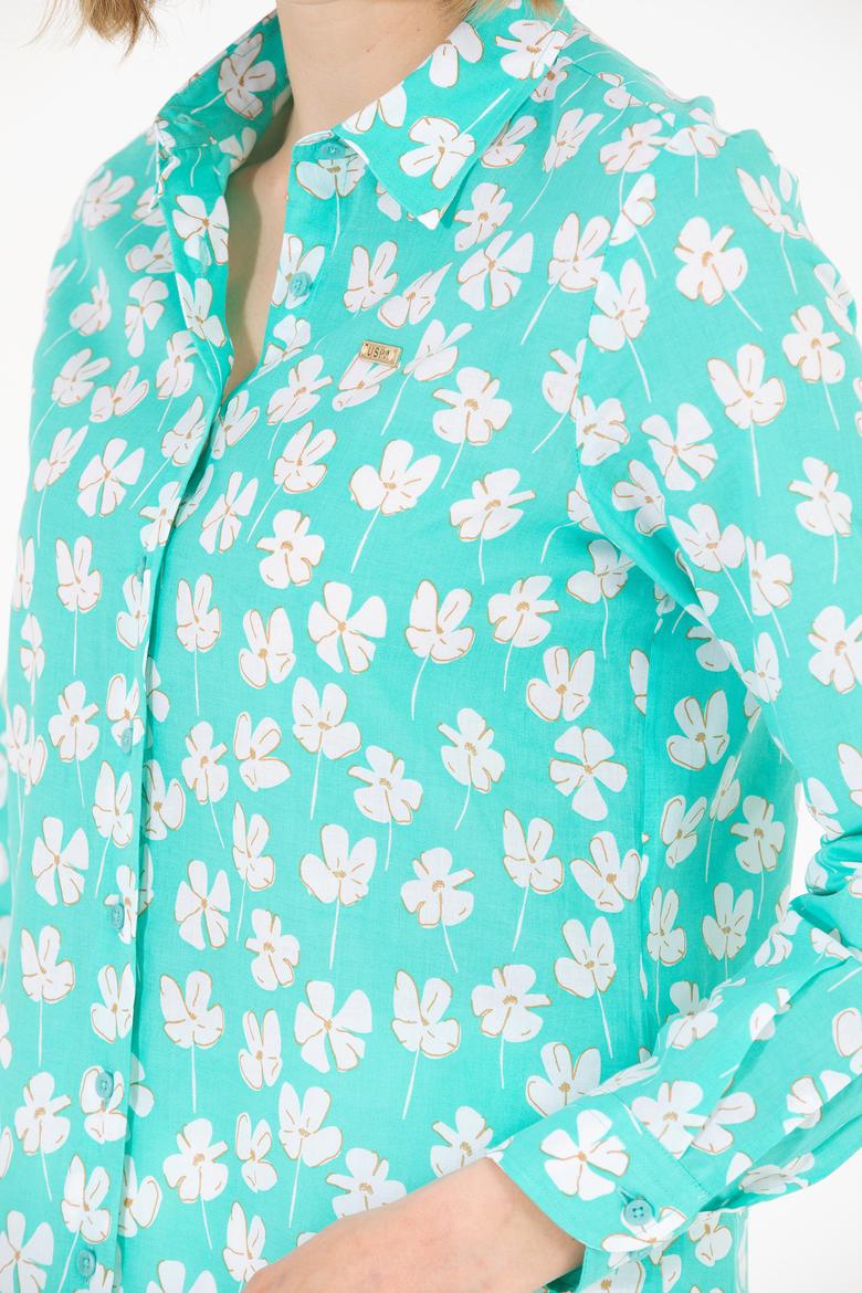 Kadın Mint Uzun Kollu Gömlek - 50263742010