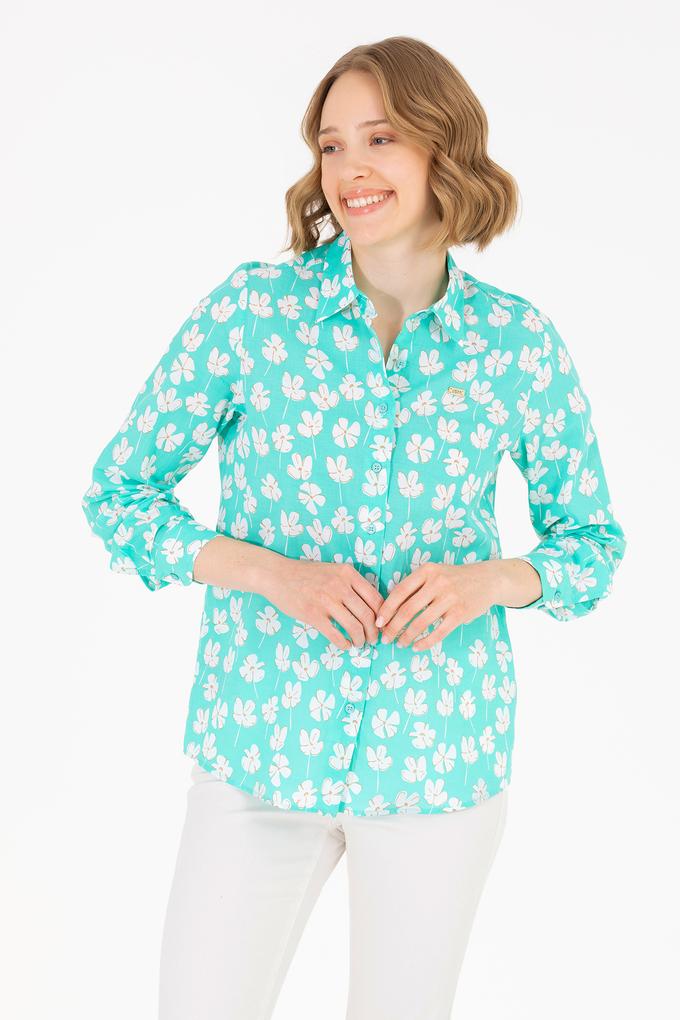 Kadın Mint Uzun Kollu Gömlek