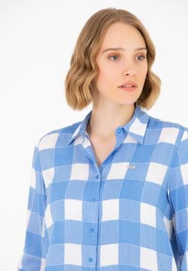 Kadın Saks Uzun Kollu Gömlek - 50263729014