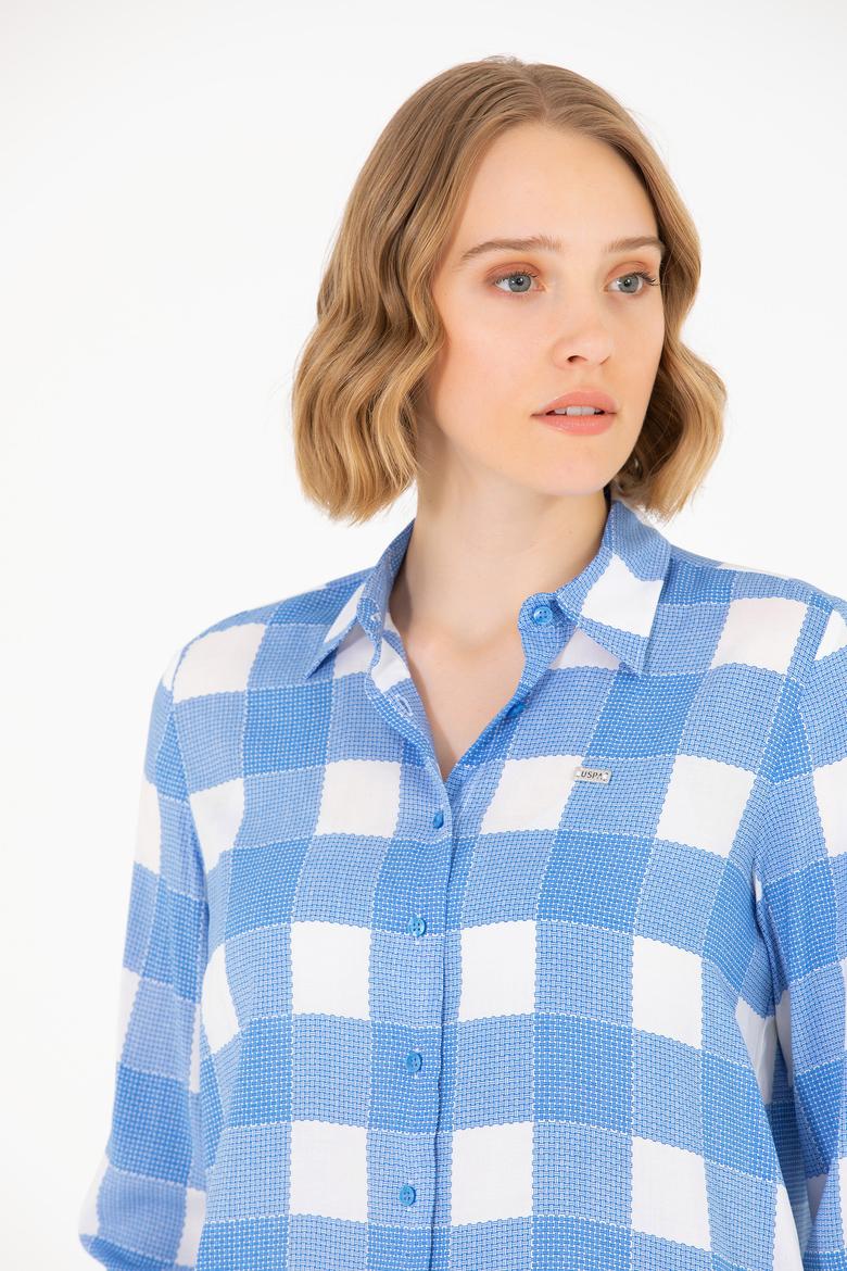 Kadın Saks Uzun Kollu Gömlek - 50263729014