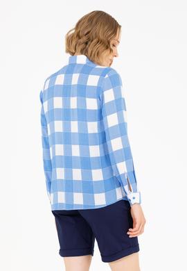 Kadın Saks Uzun Kollu Gömlek - 50263729014