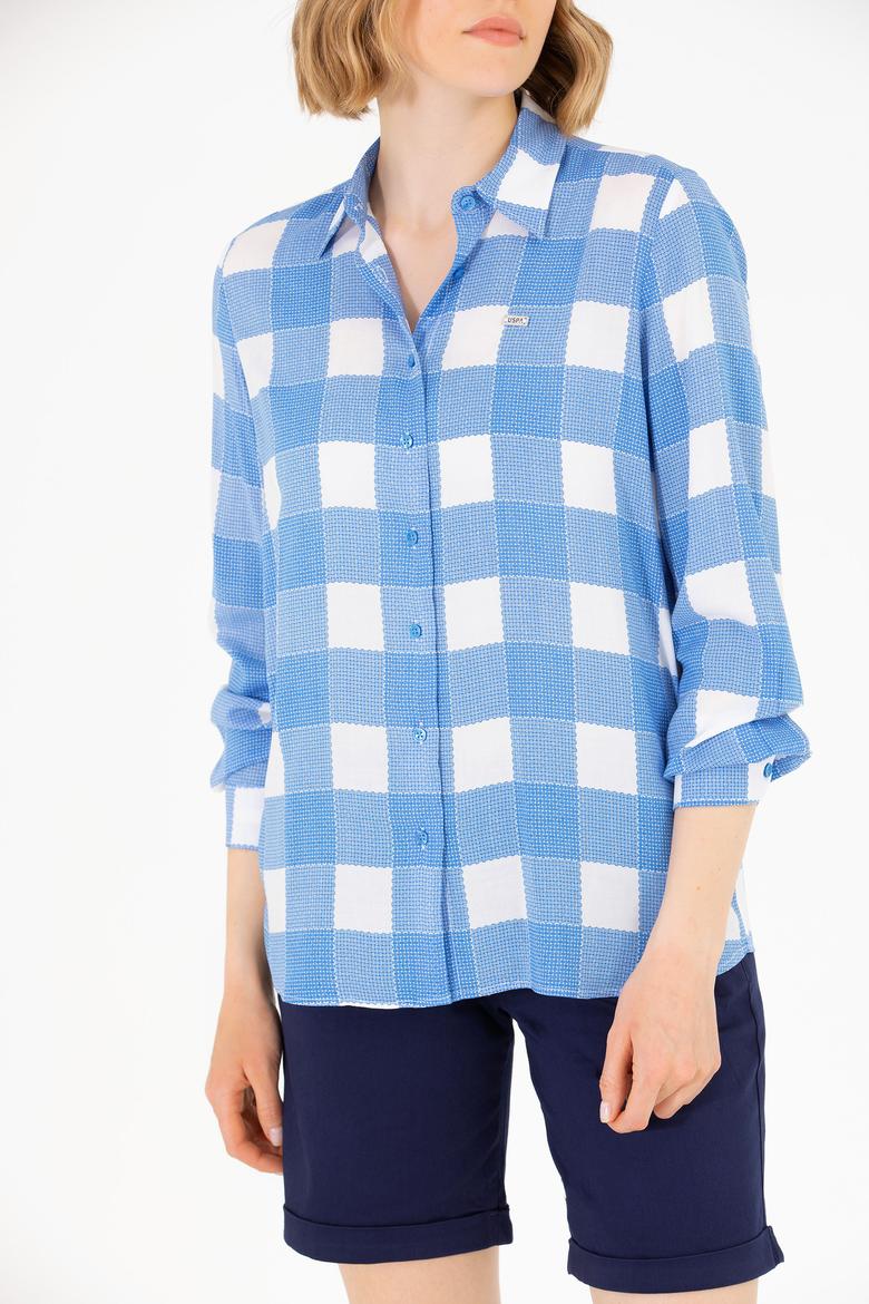 Kadın Saks Uzun Kollu Gömlek - 50263729014