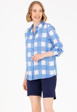 Kadın Saks Uzun Kollu Gömlek - 50263729014