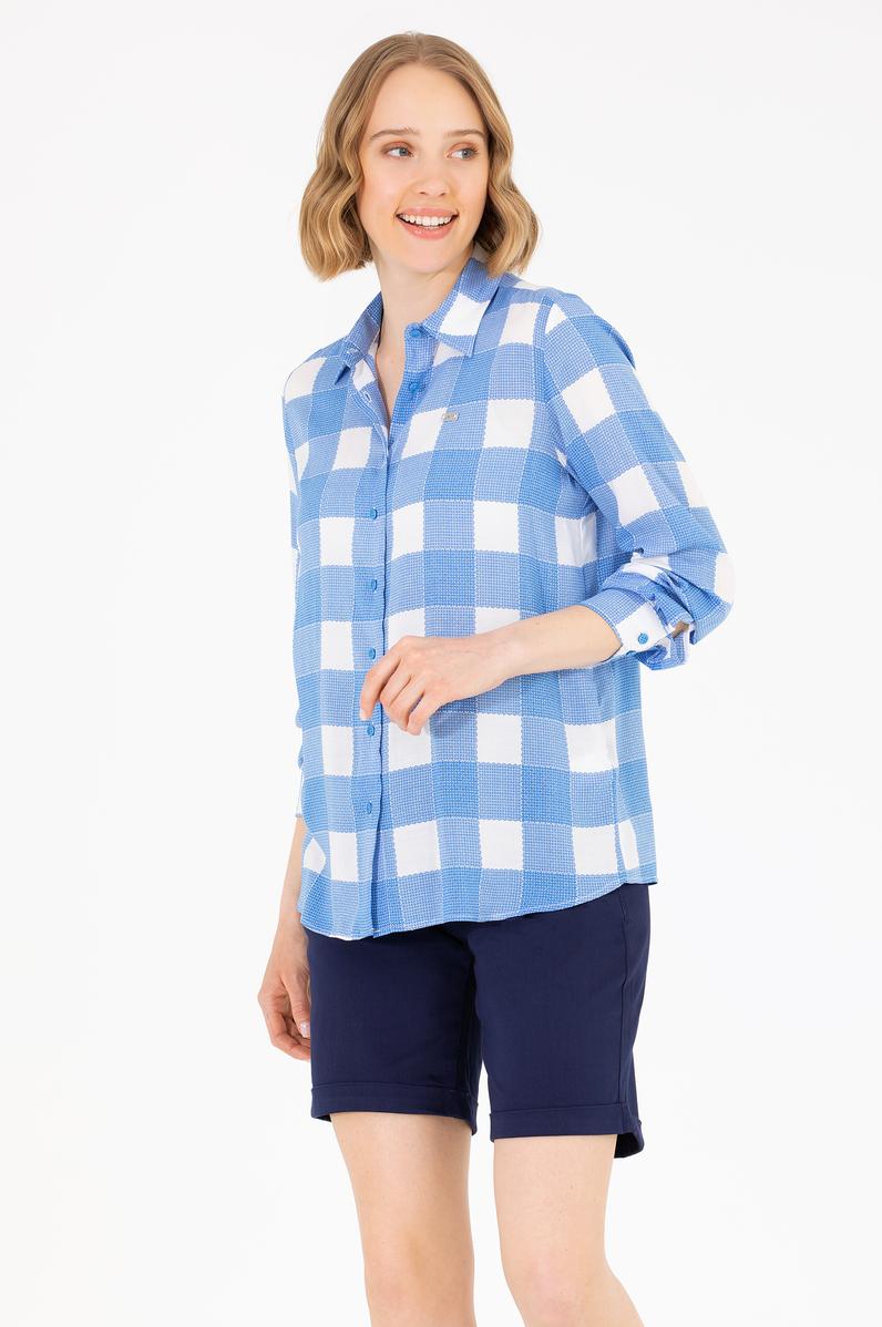 Kadın Saks Uzun Kollu Gömlek