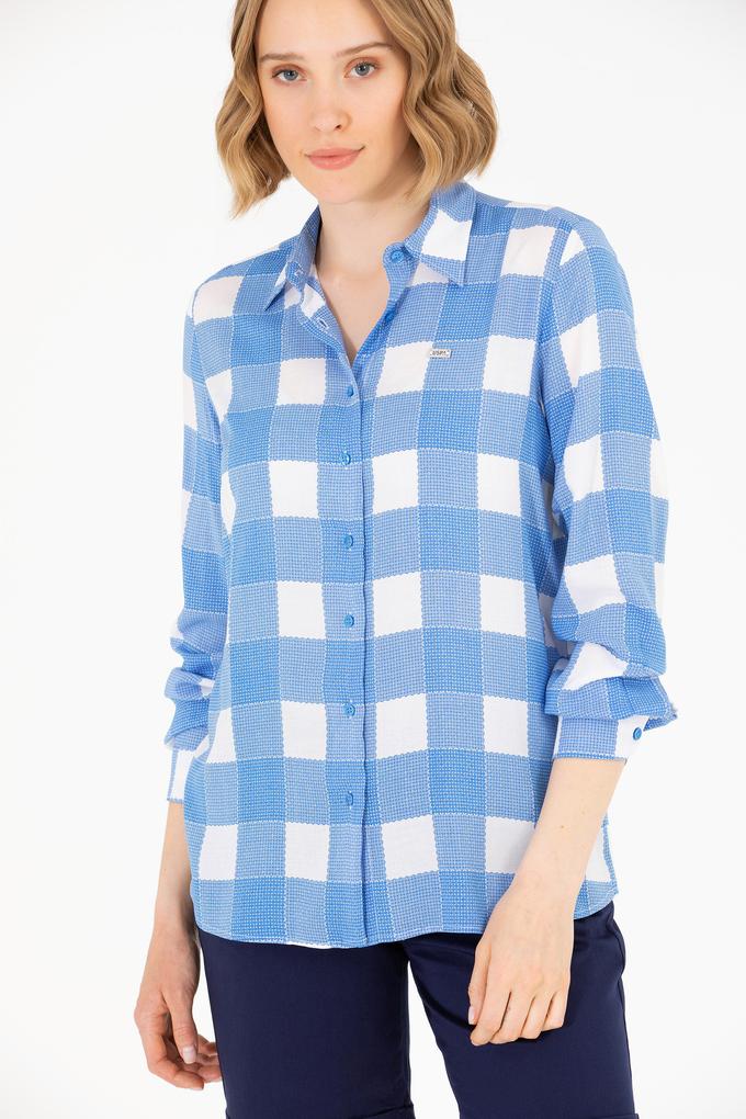 Kadın Saks Uzun Kollu Gömlek