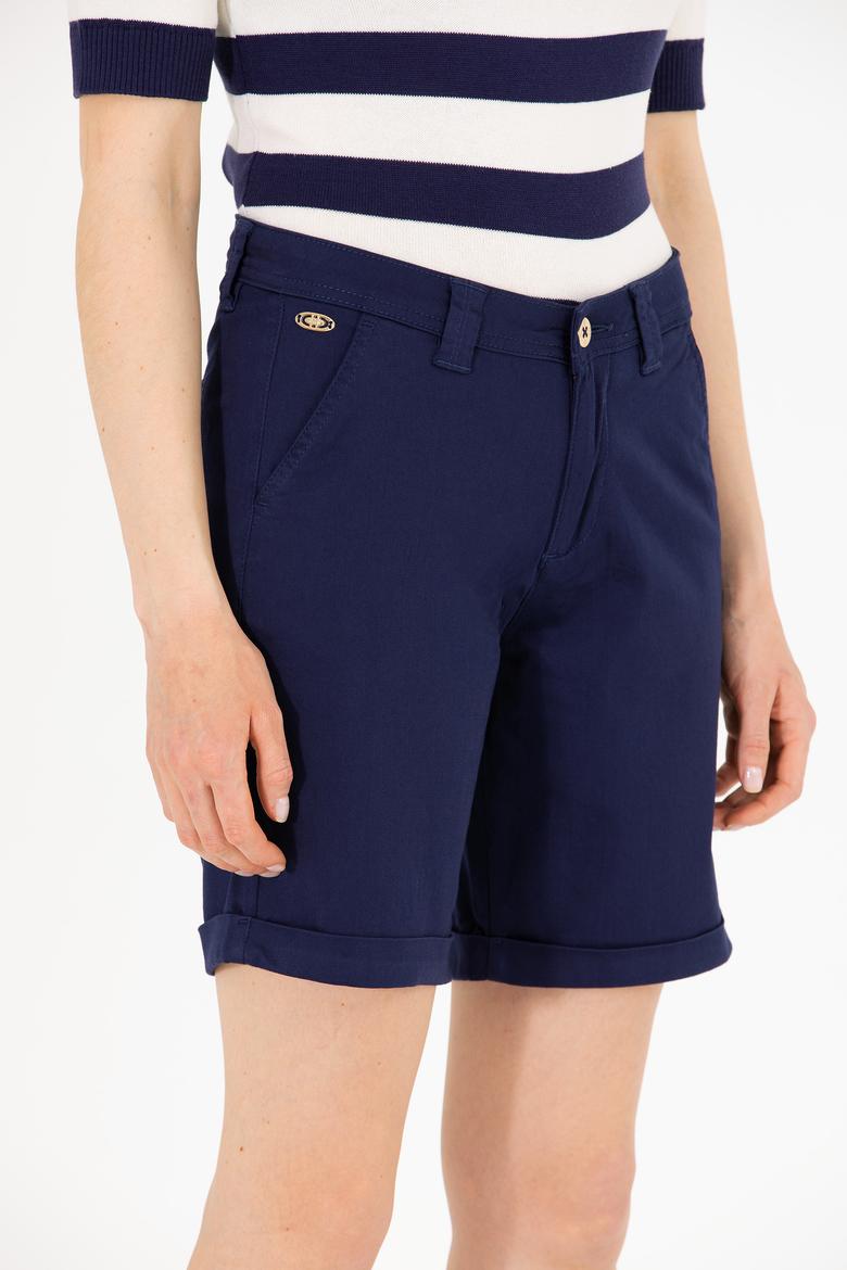 Kadın Lacivert Dokuma Şort - 50263220001