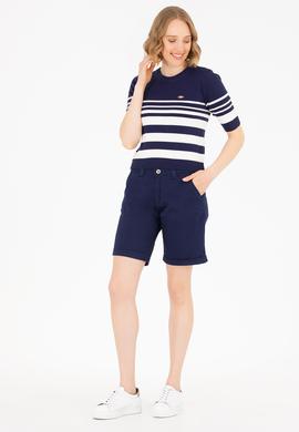 Kadın Lacivert Dokuma Şort - 50263220001