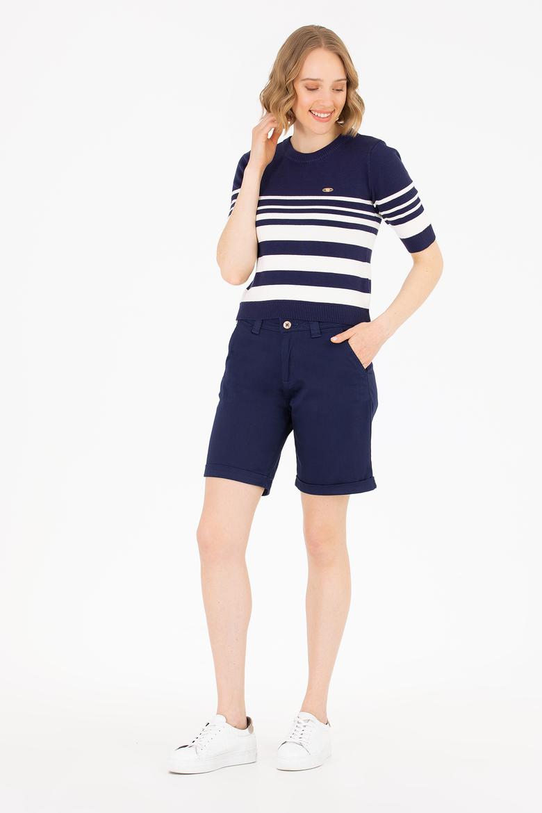 Kadın Lacivert Dokuma Şort