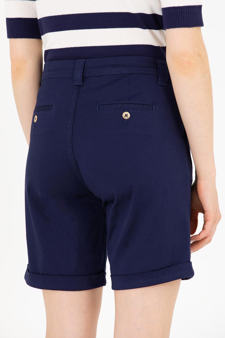 Kadın Lacivert Dokuma Şort - 50263220001