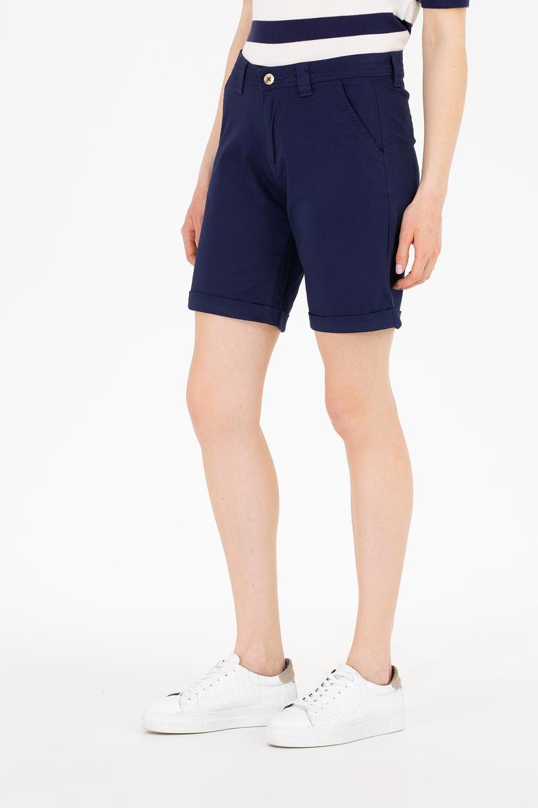Kadın Lacivert Dokuma Şort - 50263220001