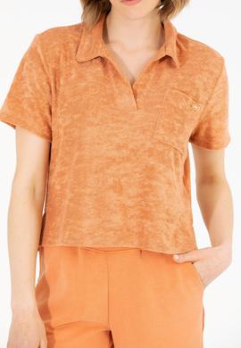 Kadın Pudra Crop Polo Yaka Tişört - 50263960027