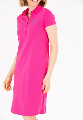 Kadın Fuşya Polo Yaka Mini Boy Örme Elbise - 50262672154