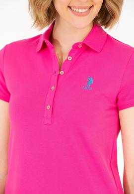 Kadın Fuşya Polo Yaka Mini Boy Örme Elbise - 50262672154