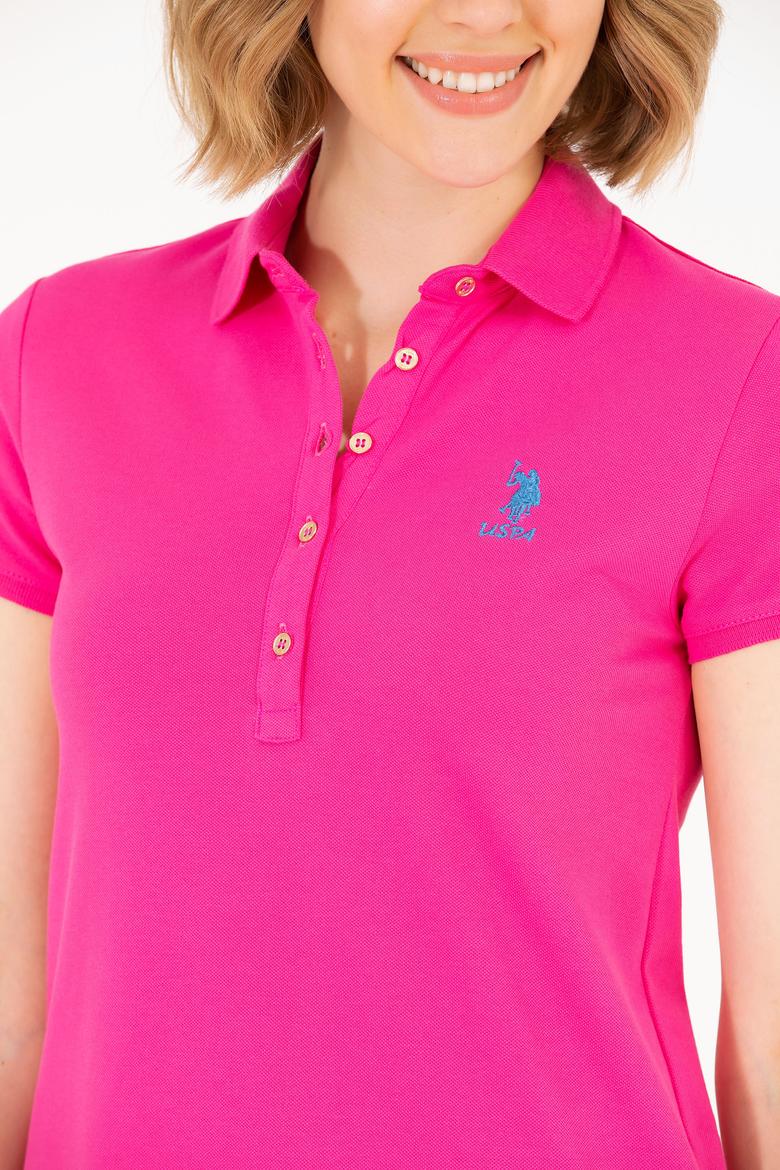 Kadın Fuşya Polo Yaka Mini Boy Örme Elbise - 50262672154