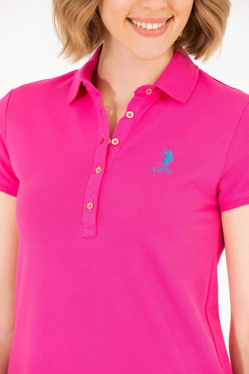 Kadın Fuşya Polo Yaka Mini Boy Örme Elbise