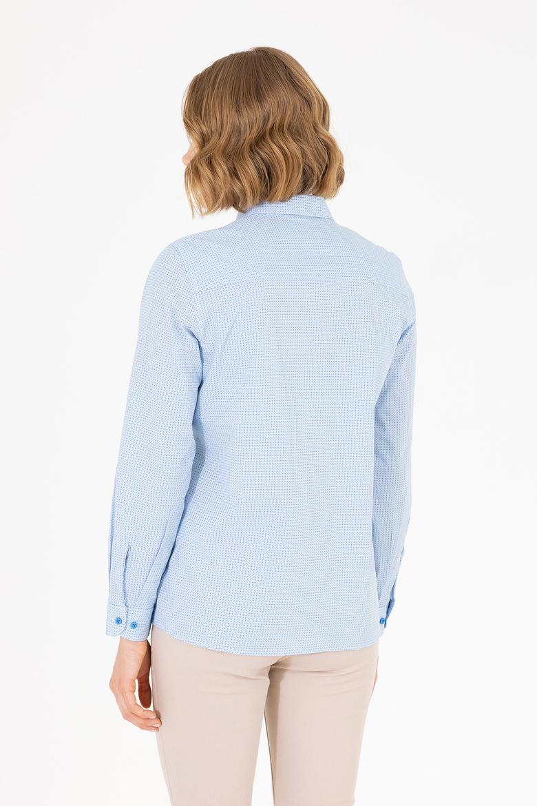 Kadın Saks Uzun Kollu Gömlek - 50263747011