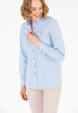 Kadın Saks Uzun Kollu Gömlek - 50263747011