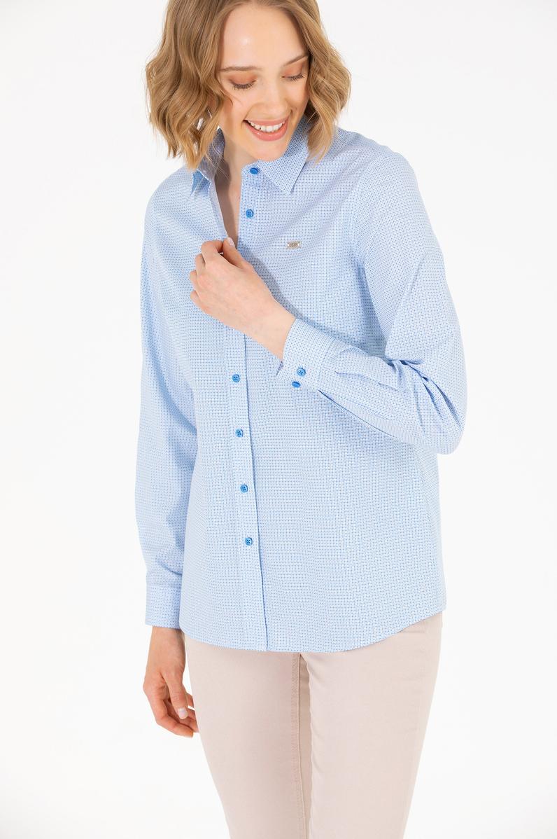 Kadın Saks Uzun Kollu Gömlek