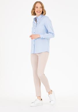 Kadın Saks Uzun Kollu Gömlek - 50263747011