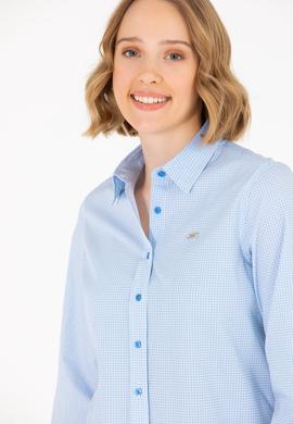 Kadın Saks Uzun Kollu Gömlek - 50263747011