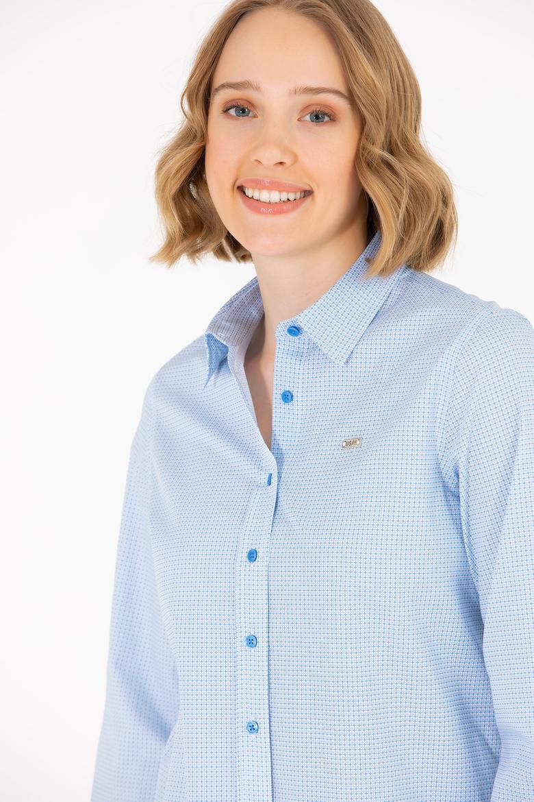 Kadın Saks Uzun Kollu Gömlek - 50263747011