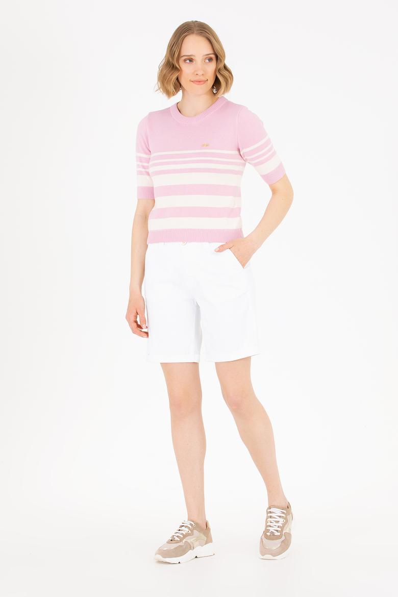 Kadın Beyaz Dokuma Şort